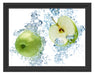 Frische Apfelscheiben im Wasser Schattenfugenrahmen 38x30