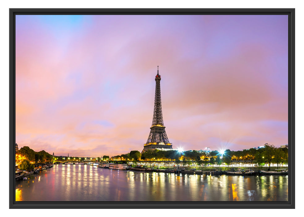 Pixxprint Eifelturm Paris bei Nacht, im Schwebe-Effekt Bilderrahmen