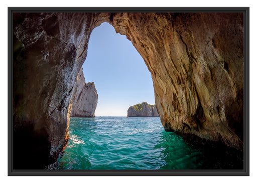 Felstor im Meer Schattenfugenrahmen 100x70