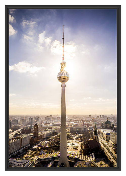 Pixxprint Großstadt Fernsehturm Berlin City, im Schwebe-Effekt Bilderrahmen
