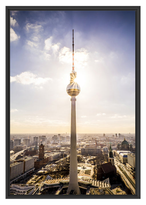 Großstadt Fernsehturm Berlin City Schattenfugenrahmen 100x70
