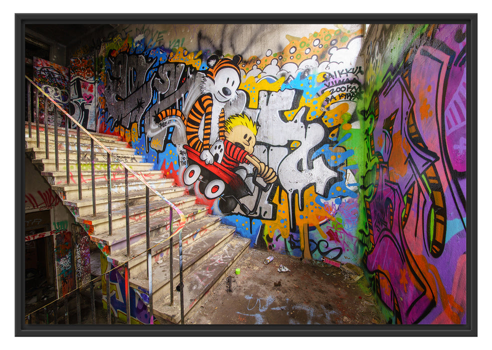 Coloured Streetart Graffiti Schattenfugenrahmen 100x70