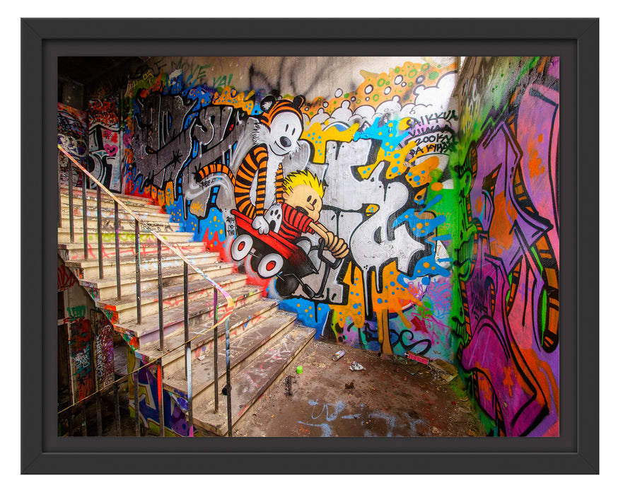 Coloured Streetart Graffiti Schattenfugenrahmen 38x30