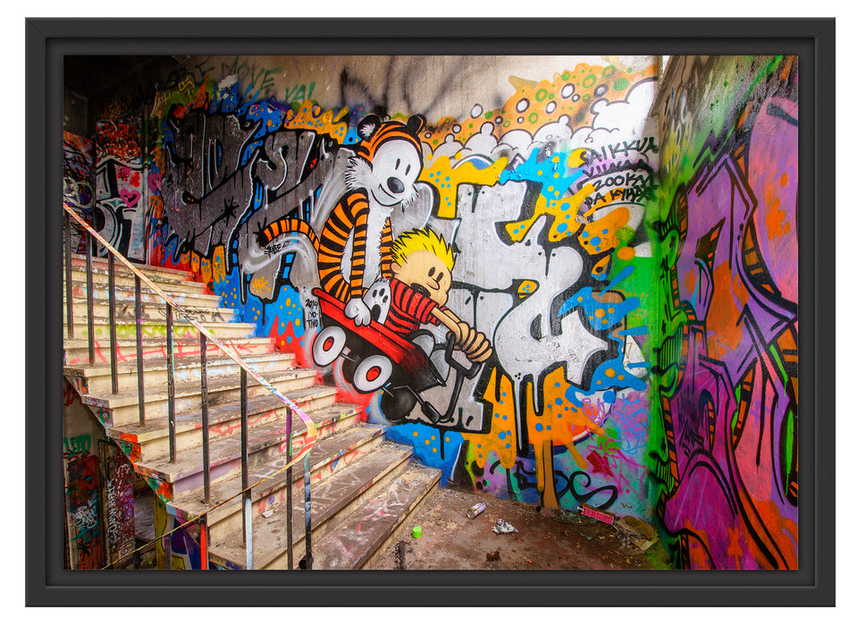 Coloured Streetart Graffiti Schattenfugenrahmen 55x40