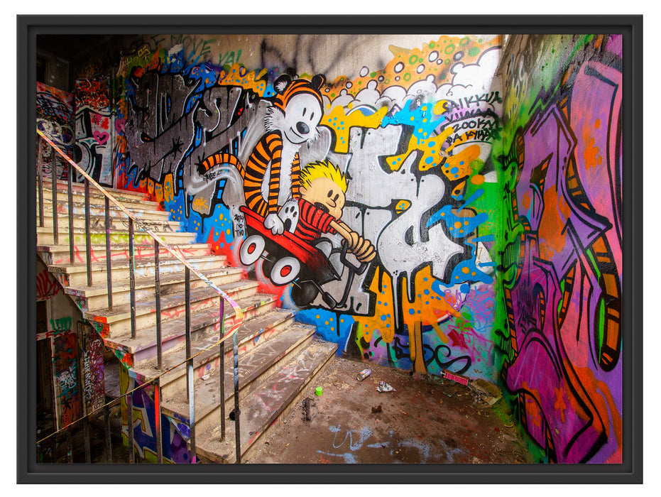 Coloured Streetart Graffiti Schattenfugenrahmen 80x60