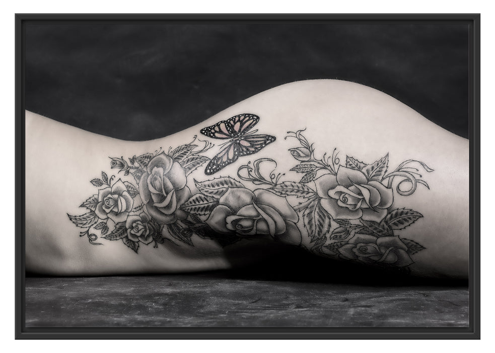 Pixxprint Sexy Tattoos Nice Girl Erotik, im Schwebe-Effekt Bilderrahmen