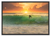 Surfen im Sonnenuntergang Schattenfugenrahmen 100x70