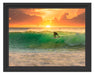 Surfen im Sonnenuntergang Schattenfugenrahmen 38x30