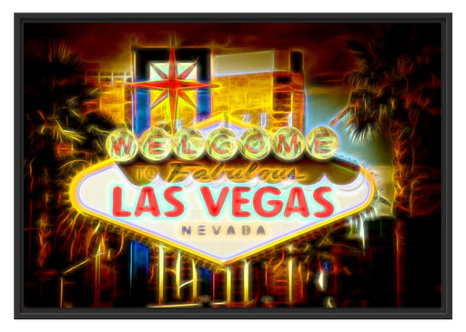 Ortseingangsschild Las Vegas Schattenfugenrahmen 100x70