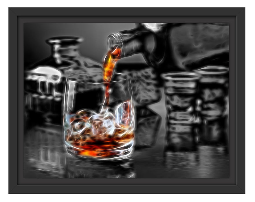 Whiskey im Whiskeyglas Schattenfugenrahmen 38x30