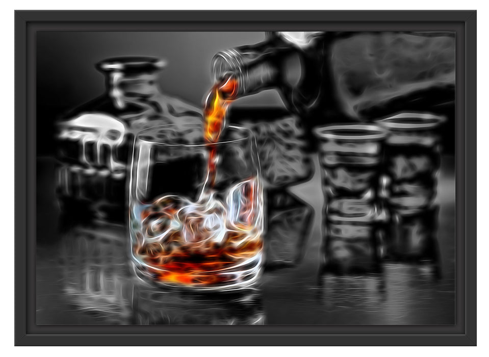 Whiskey im Whiskeyglas Schattenfugenrahmen 55x40