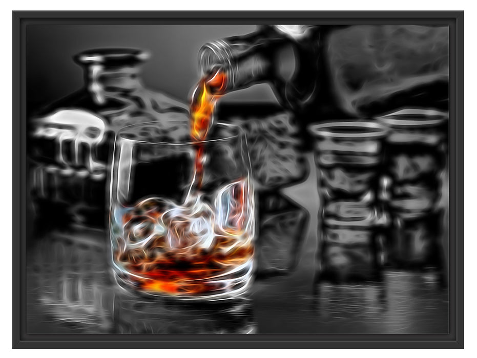 Whiskey im Whiskeyglas Schattenfugenrahmen 80x60