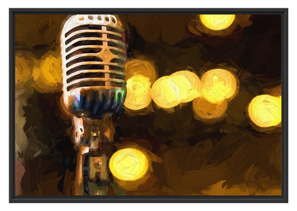 Pixxprint Mikrofon Rockabilly Retro, im Schwebe-Effekt Bilderrahmen