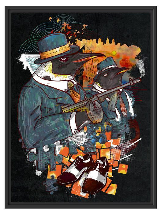 Mobsters black Schattenfugenrahmen 80x60