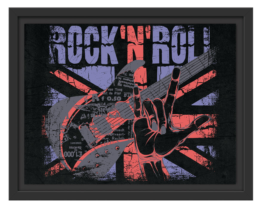 Rock n Roll Black Schattenfugenrahmen 38x30