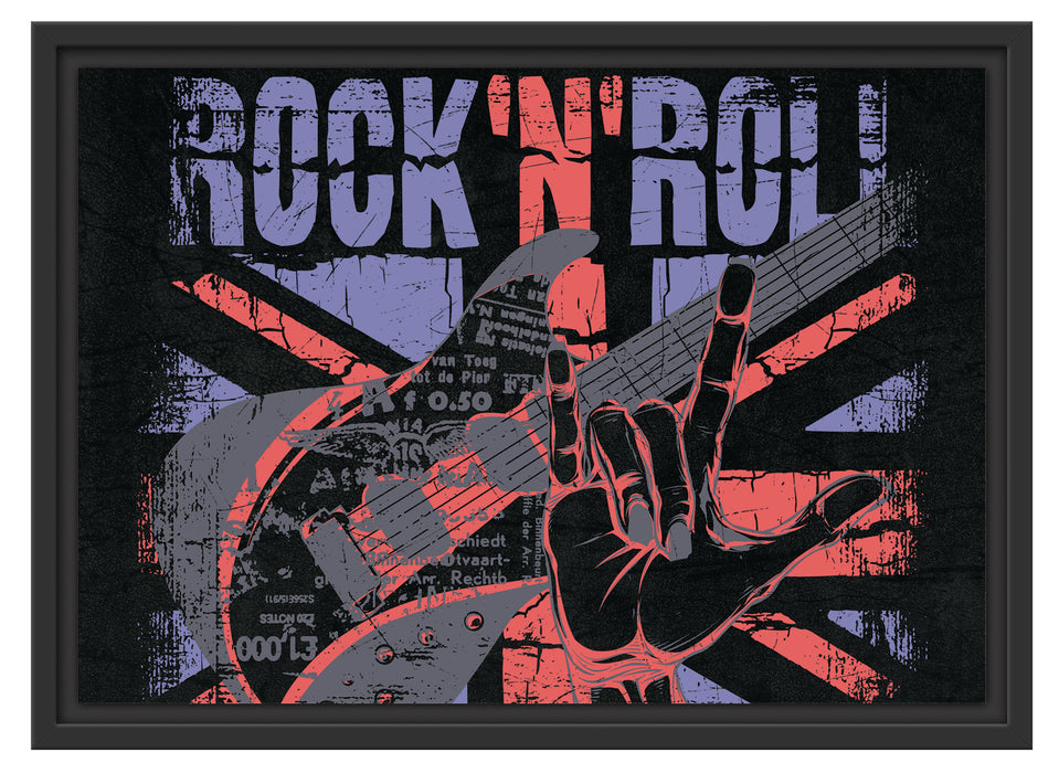 Rock n Roll Black Schattenfugenrahmen 55x40