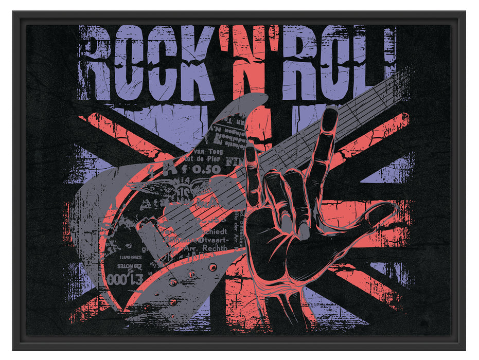 Rock n Roll Black Schattenfugenrahmen 80x60