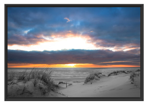 Nordseeküste bei Sonnenaufgang Schattenfugenrahmen 100x70