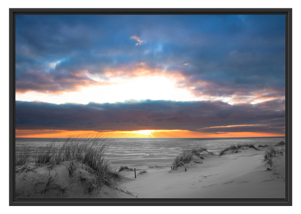 Pixxprint Nordseeküste bei Sonnenaufgang, im Schwebe-Effekt Bilderrahmen