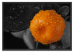 Orange mit Wassertropfen Schattenfugenrahmen 100x70