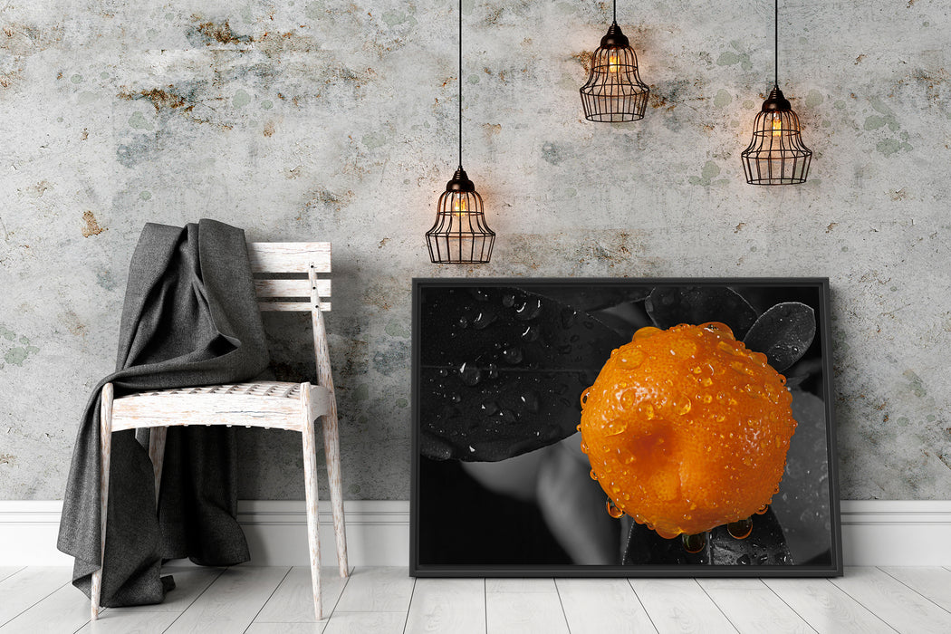 Orange mit Wassertropfen Schattenfugenrahmen Wohnzimmer