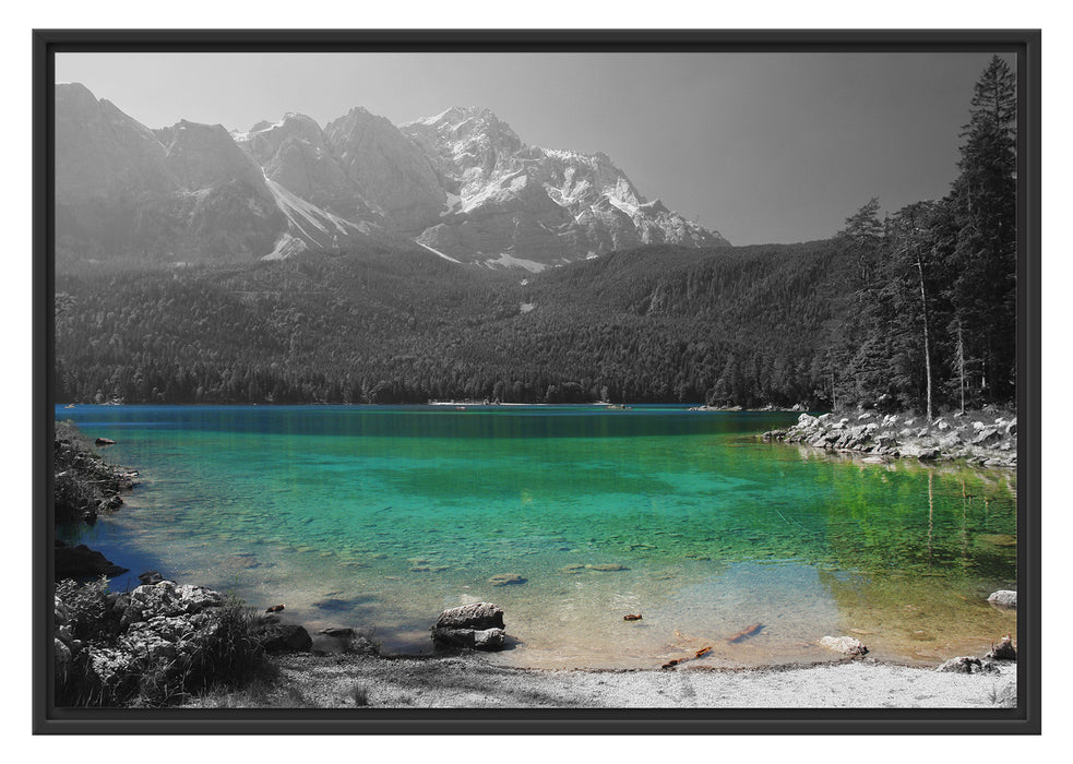 Pixxprint Eibsee vor der Zugspitze, im Schwebe-Effekt Bilderrahmen