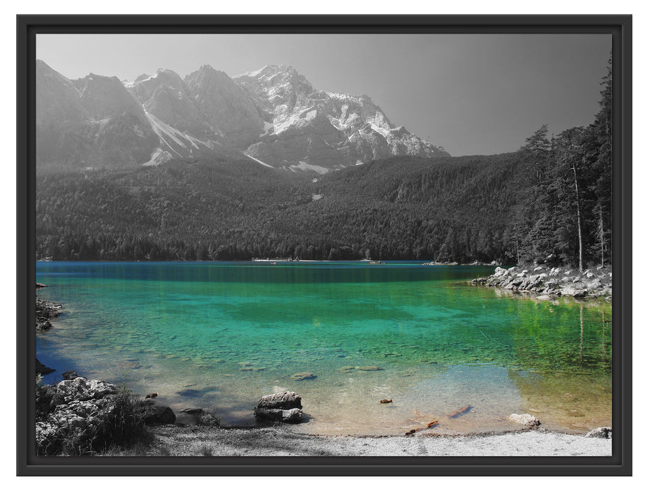 Eibsee vor der Zugspitze Schattenfugenrahmen 80x60