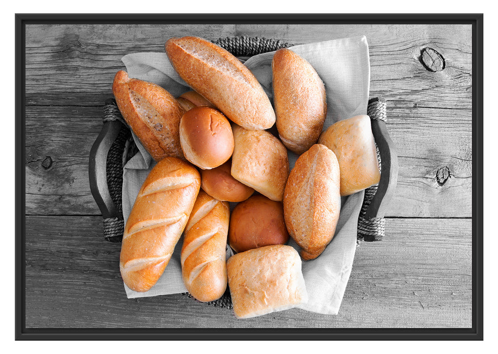 Pixxprint Leckere Knusprige Brötchen, im Schwebe-Effekt Bilderrahmen