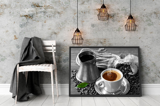 Kaffe mit Kännchen Schattenfugenrahmen Wohnzimmer