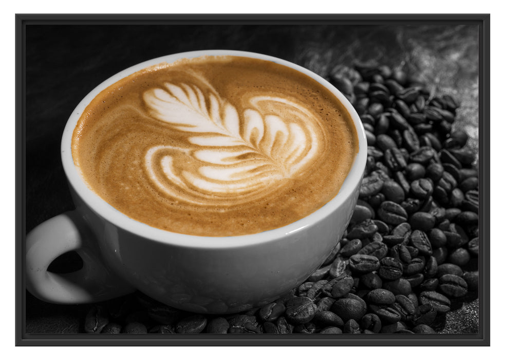 Pixxprint Dekor auf Kaffee, im Schwebe-Effekt Bilderrahmen