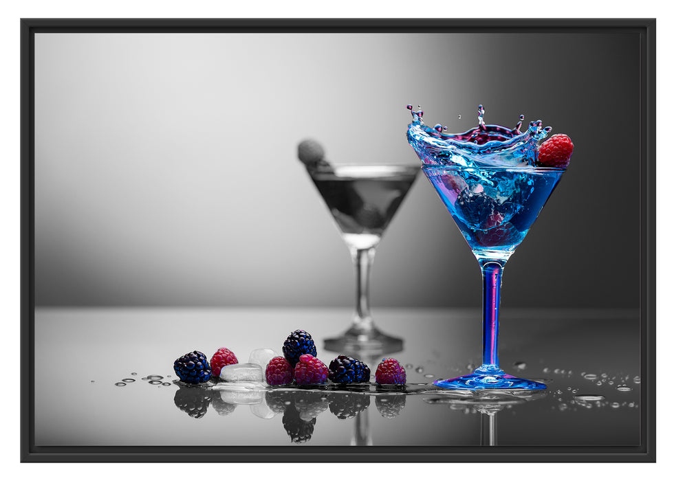 Blauer leckerer Cocktail Schattenfugenrahmen 100x70