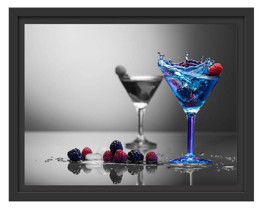 Blauer leckerer Cocktail Schattenfugenrahmen 38x30