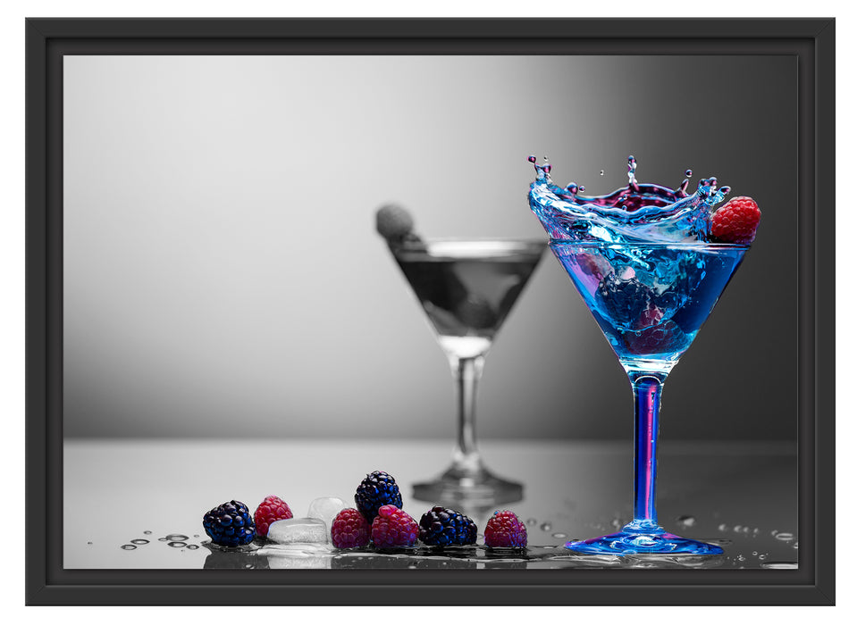 Blauer leckerer Cocktail Schattenfugenrahmen 55x40