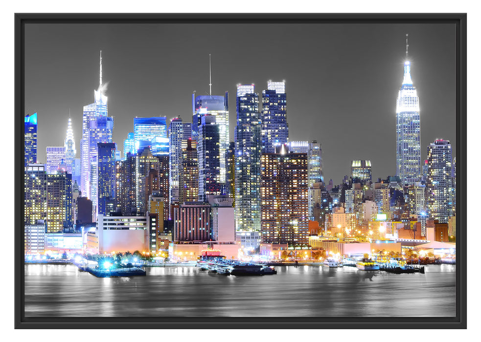 Pixxprint New York Skyline, im Schwebe-Effekt Bilderrahmen