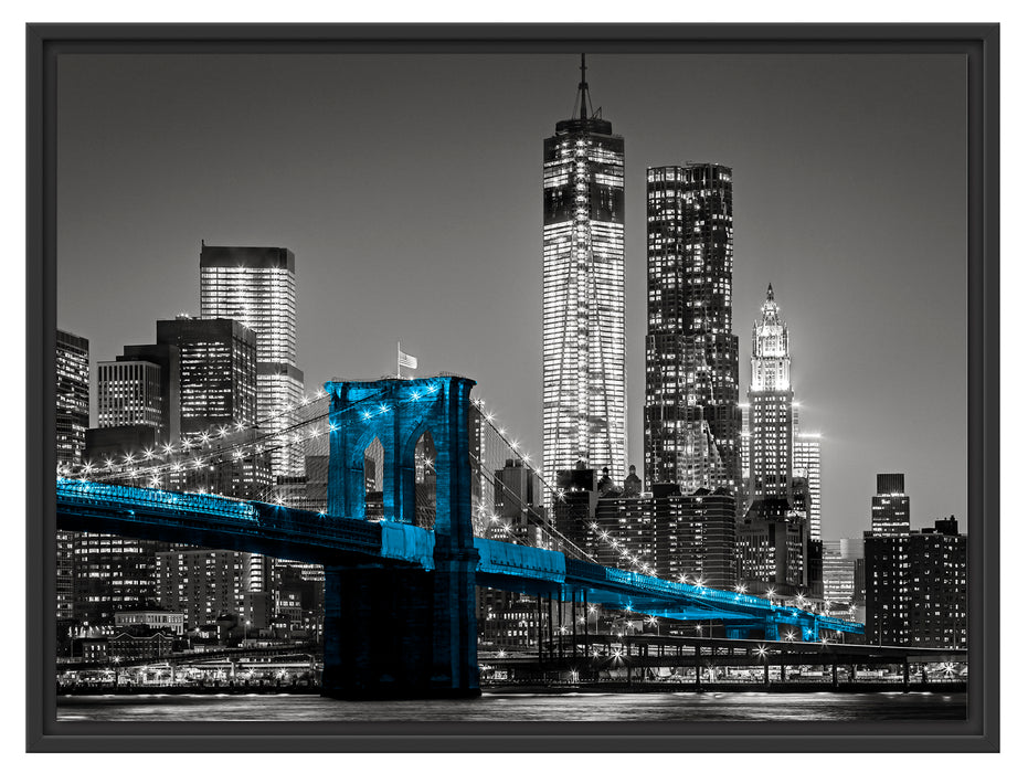 Brooklyn Bridge mit Wolkenkratzern Schattenfugenrahmen 80x60