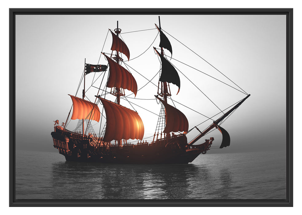 Pixxprint Gewaltiges Segelschiff, im Schwebe-Effekt Bilderrahmen