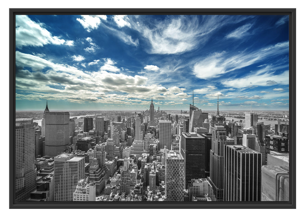 Pixxprint New York unter bewölktem Himmel, im Schwebe-Effekt Bilderrahmen