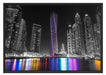 Skyline von Dubai bei Nacht Schattenfugenrahmen 100x70