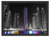 Skyline von Dubai bei Nacht Schattenfugenrahmen 55x40