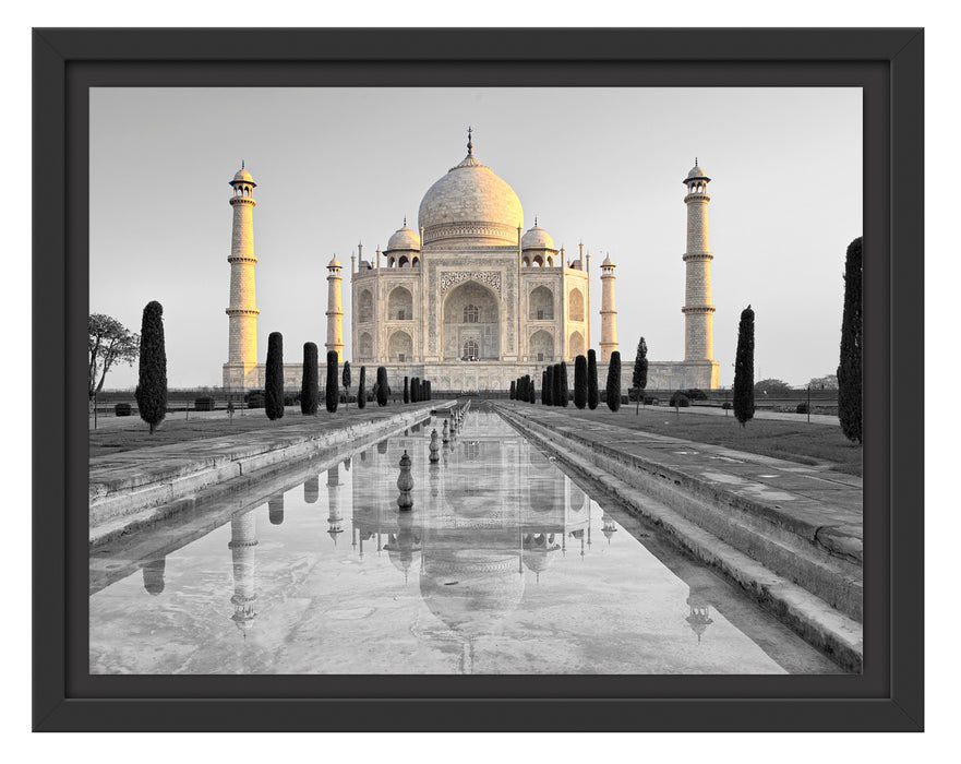 Taj Mahal in ruhiger Umgebung Schattenfugenrahmen 38x30