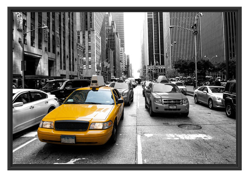 Gelbes Taxi in New York Schattenfugenrahmen 100x70