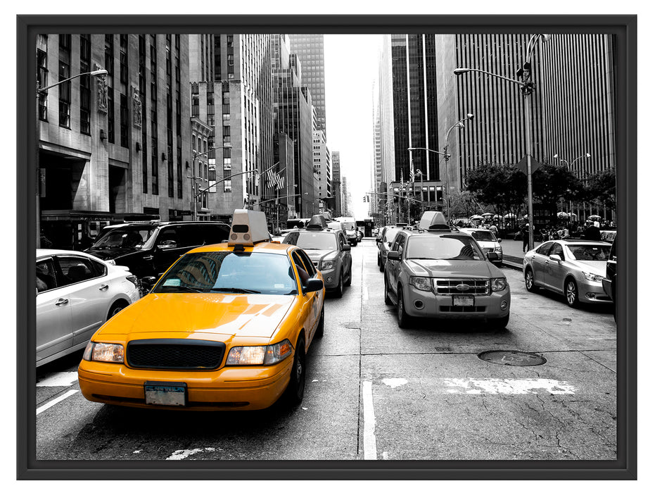 Gelbes Taxi in New York Schattenfugenrahmen 80x60