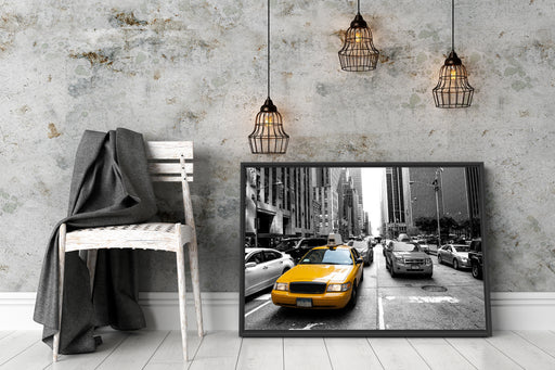 Gelbes Taxi in New York Schattenfugenrahmen Wohnzimmer