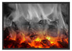 brennende Holzkohle in Kamin Schattenfugenrahmen 100x70