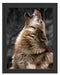 Anmutiger Heulender Wolf Schattenfugenrahmen 38x30