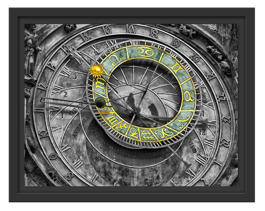 atronomische Uhr in Prag Schattenfugenrahmen 38x30