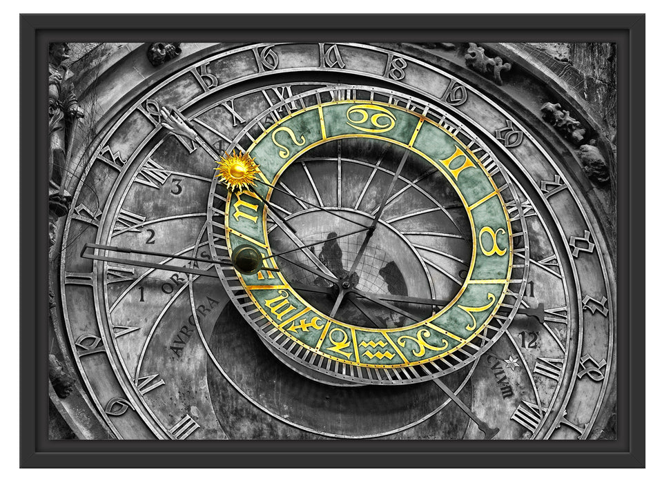 atronomische Uhr in Prag Schattenfugenrahmen 55x40