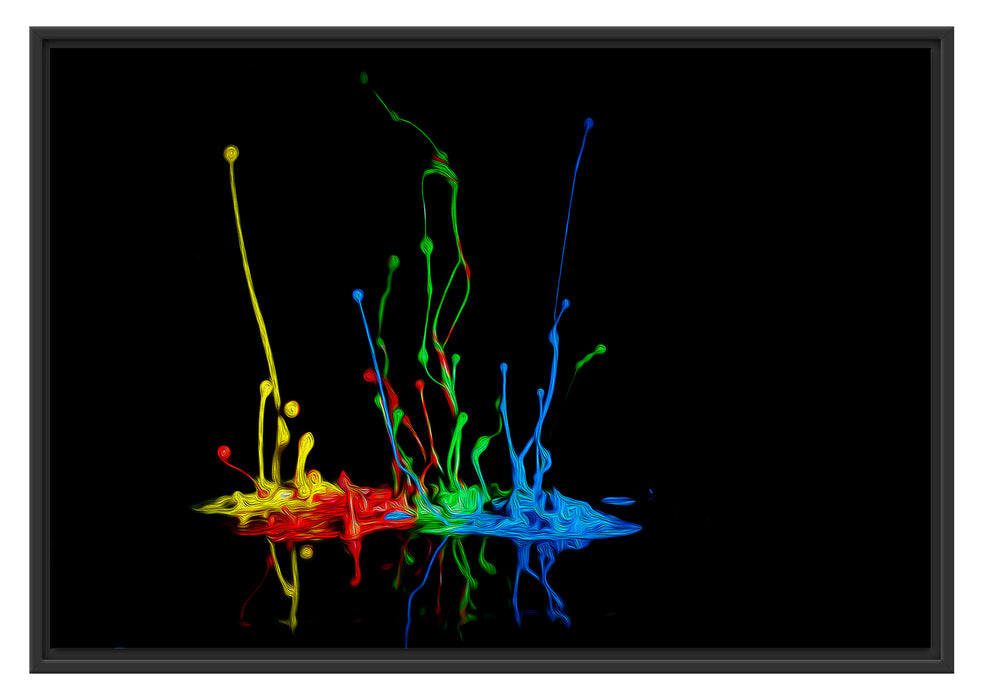 Pixxprint Dark bunte Farbspritzer, im Schwebe-Effekt Bilderrahmen
