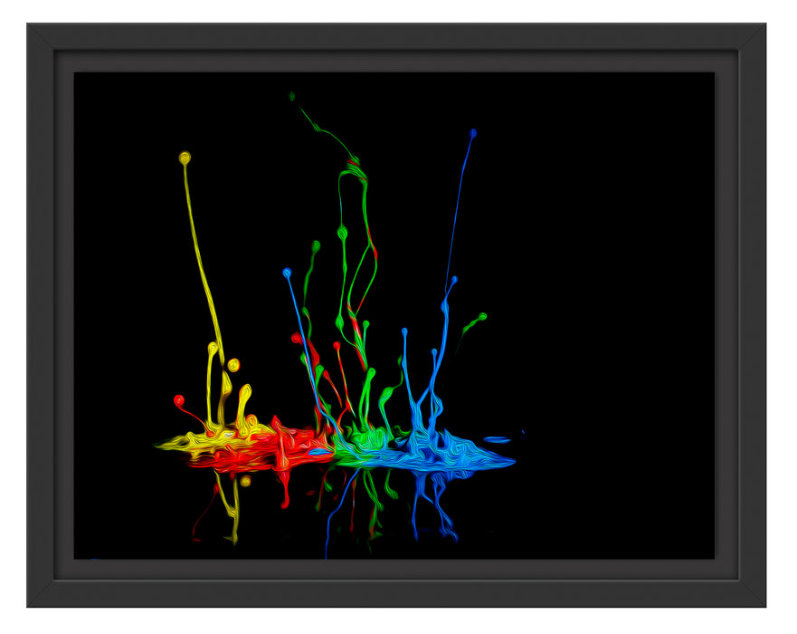 Dark bunte Farbspritzer Schattenfugenrahmen 38x30