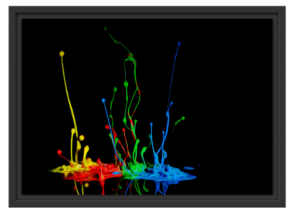 Dark bunte Farbspritzer Schattenfugenrahmen 55x40